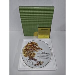 Avon 5th Anniversary Representative Recognition Plate 22K Gold Trim Great Oak